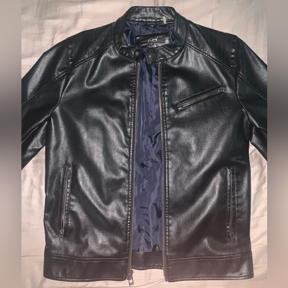 BLACK Rivet Leather Jacket (S)
